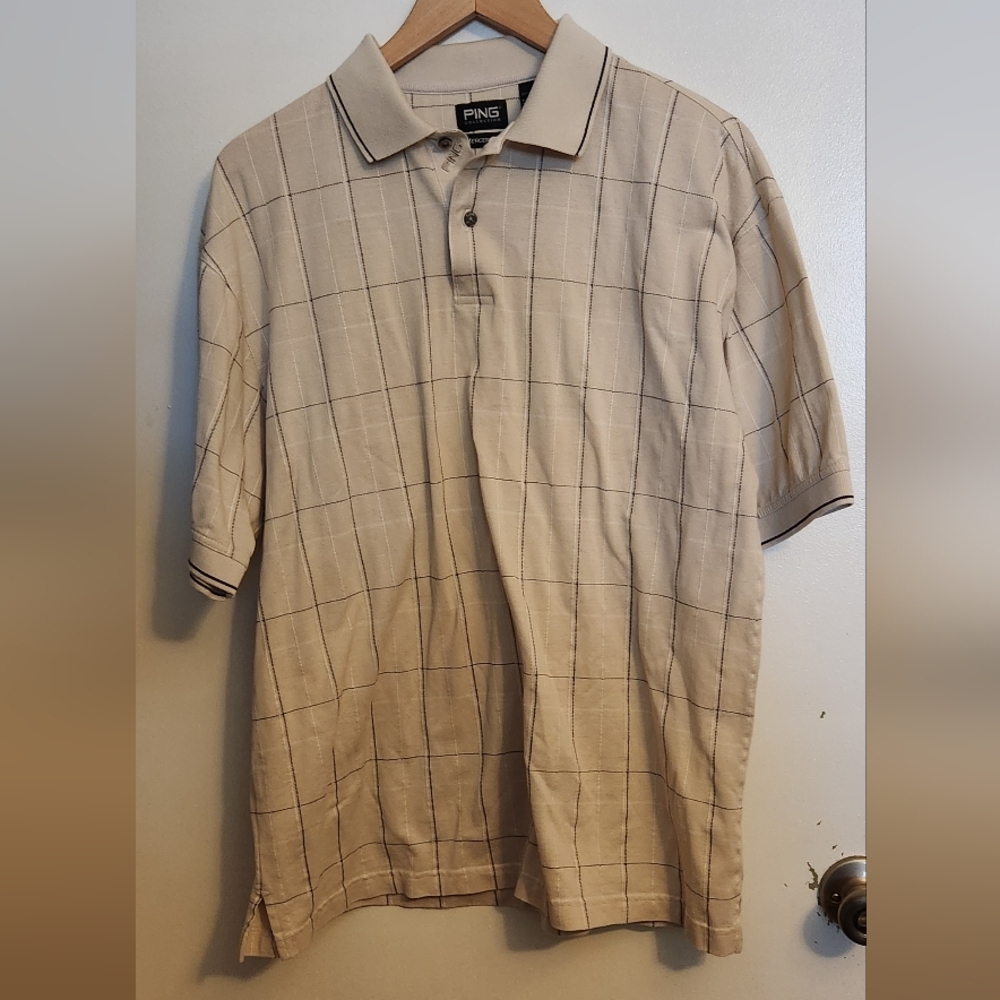 Ping Men's Light Tan Checkered Shirt - Picture 3 of 5